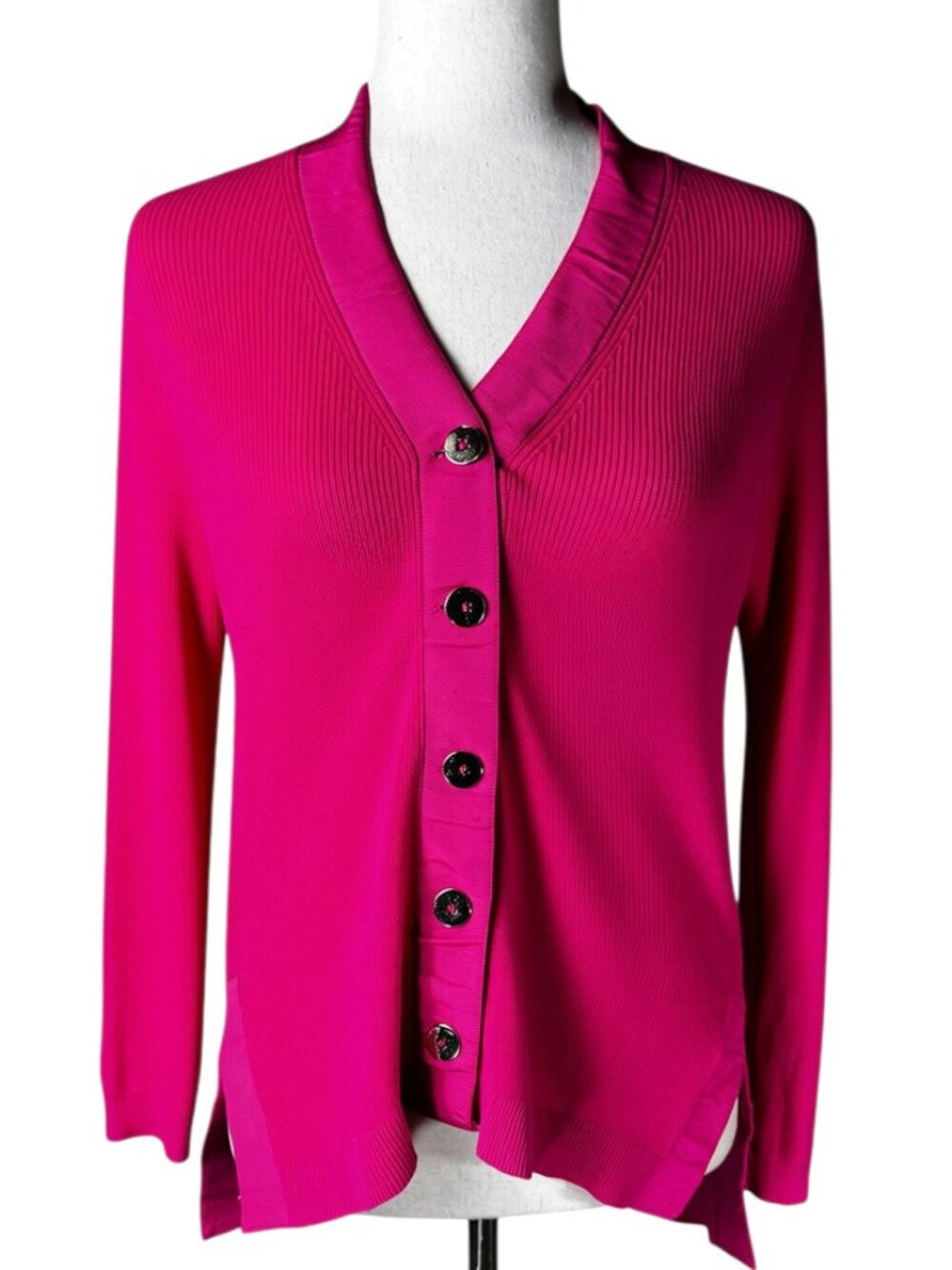 GRETCHEN SCOTT Pink Grosgrain Heather Cardigan Size Small